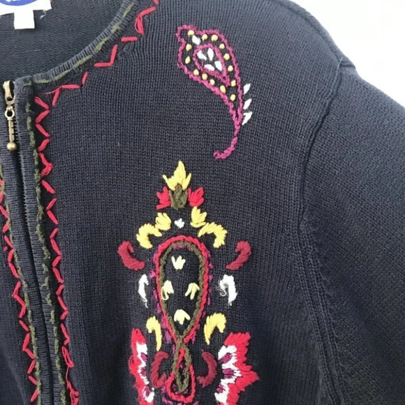 Vintage Tabi Floral Embroidered Granny  Zip Cardigan - Picture 12 of 13